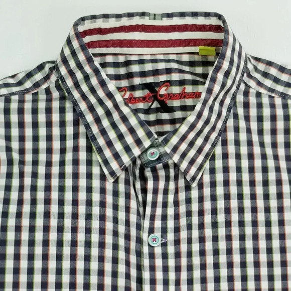 Robert Graham "X" Tailored Fit XL Men's Embroidered Logo Black White Red Trim - Picture 9 of 10
